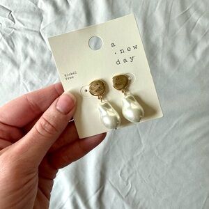 Chic Gold and White Earrings